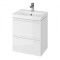 Baza si lavoar ceramic CS9731, mobilier baie suspendat 50 cm, dreptunghiular, front MDF, 2 sertare, glisiere soft close, alb