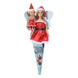 Set Papusi de Craciun, Model de Craciun, 2 Bucati, Rochii Rosii, 30 cm si 12 cm, Oem