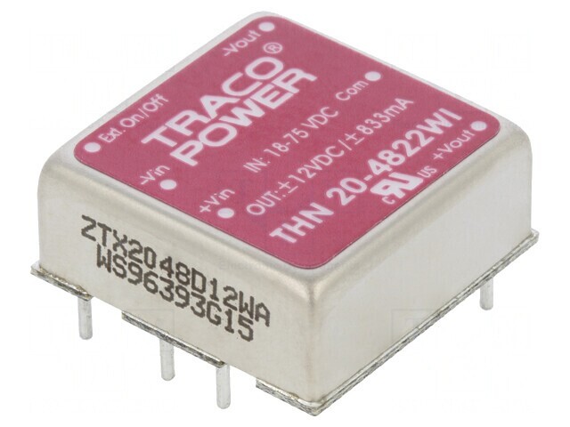 Convertor DC/DC 20W 18-75V la 12V/-12V THN 20-4822WI