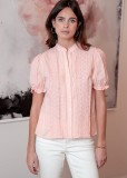 Camasa roz din bumbac cu aplicatii de dantela 5138T M9