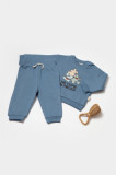 Cumpara ieftin Set hanorac si pantaloni, Two thread, 100%bumbac organic - Indigo, BabyCosy (Marime: 9-12 luni)