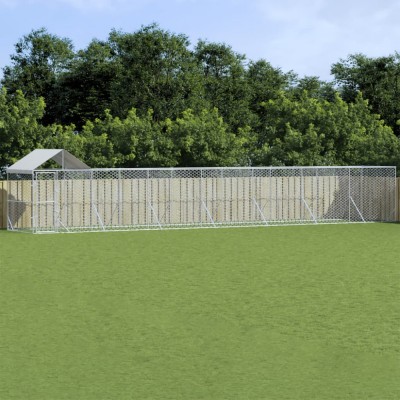 vidaXL Padoc exterior cu acoperiș argintiu 14x2x2,5 m oțel galvanizat foto