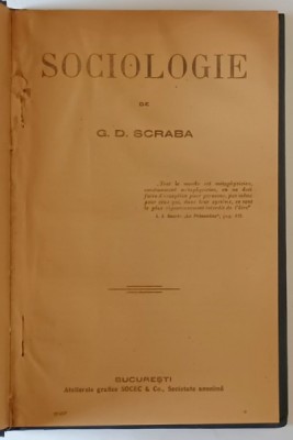 SOCIOLOGIE de G.D. SCRABA , EDITIE INTERBELICA foto