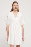 Desigual rochie din bumbac culoarea bej, mini, evazată
