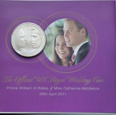5 pounds 2011 Marea Britanie, Royal Wedding William and Catherine, Brilliant uncirculated, Royal Mint Pack, km#1203