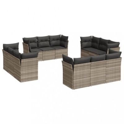 Set canapele de gradina cu perne, 12piese gri deschis poliratan foto
