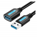 Cablu prelungitor USB Vention, USB-A Mama to USB-A Tata, 200 cm, Negru