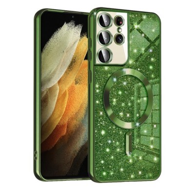 Husa pentru Samsung Galaxy S21 Ultra 5G - Techsuit Luxury Glitter MagSafe - Deep Green foto