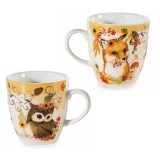 Set 2 cani Toamna portelan multicolor in cutie cadou &Oslash; 5,5 cm x 6 H, 70 ml