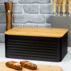 Cutie pentru paine, din otel-bambus, 35,5 x 23 x 15, 5 cm, neagra, Kinghoff
