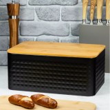 Cutie pentru paine, din otel-bambus, 35,5 x 23 x 15, 5 cm, neagra, Kinghoff