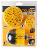 Set 3 Perii Curățare Bormașină Tolsen, 5-10cm, Prindere Hexagonală Rapidă 1/4, Perii Rigide, Curățare Universală: Auto, Gresie, Grătare