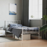 VidaXL Cadru de pat metalic cu tăblie de cap/picioare, alb, 107x203 cm