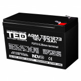 Acumulator AGM VRLA 12V 7,3A dimensiuni 151mm x 65mm x h 95mm F2 TED Battery Expert Holland TED003249 (5) SafetyGuard Surveillance, Ted Electric