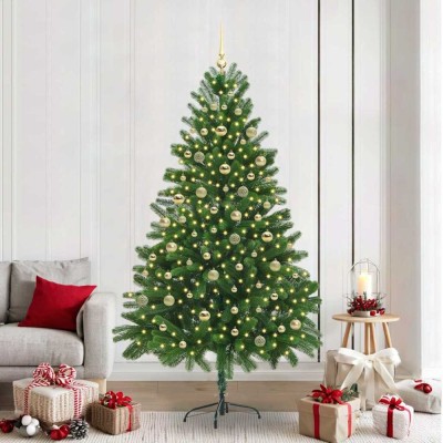 vidaXL Brad de Crăciun artificial Verde 210 cm PVC și Oțel și Plastic 3396277 foto