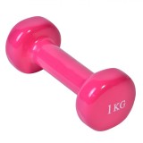 Gantera Fitness 1kg Roz Vinil - Antrenament Acasa/Sala, Tonifiere, Forta, Rezistenta