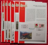 Elvetia - Transporturi , Fascinatie pe calea ferata, gari , linii de cale ferata, 6 cartoane filatelice cu plicuri