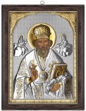 Icoana argint Sfantul Nicolae 12x15 cm in rama