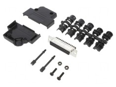 Conector D-Sub 25-Pin Mamă Unghi 45&deg; Terminal cu Șurub pe Cablu