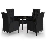 Cumpara ieftin Set bistro de gradina, 5 piese, negru, poliratan