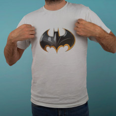 Tricou personalizat barbat "Batman logo", Alb, Marime XL