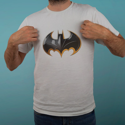 Tricou personalizat barbat &amp;quot;Batman logo&amp;quot;, Alb, Marime L foto