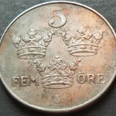 Moneda istorica 5 ORE - SUEDIA, anul 1949 * cod 3034