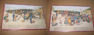 A606-I-Tema comica personaje in gara carti postale vechi anii 1920. foto