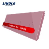 Cumpara ieftin Panou triplu pentru &icirc;ntrerupator touch Livolo din sticla, roz