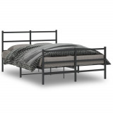 VidaXL Cadru pat metalic cu tăblie de cap/picioare&nbsp;, negru, 140x200 cm