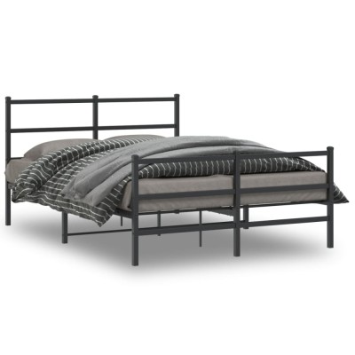 vidaXL Cadru pat metalic cu tăblie de cap/picioare&amp;nbsp;, negru, 135x190 cm 355382 foto