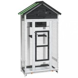 Cumpara ieftin Colivie Pasari Gri, Lemn Pin, 91.5x53x170cm, Exterior/Interior, Protectie Anti-Pradatori, Acoperis Impermeabil, Tava Detasabila