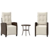 Cumpara ieftin Set bistro cu perne, 3 piese, maro, poliratan