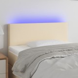 VidaXL Tăblie de pat cu LED, crem, 90x5x78/88 cm, textil