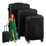 Set 3 trolere de calatorie ABS negre cu roti 360&deg; Trizand