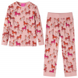 Pijamale pentru copii cu maneci lungi roz deschis 128 GartenMobel Dekor, vidaXL