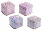 Cumpara ieftin Set 4 cutii metal Iepurasi 8x8x6.5 cm