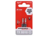Capăt de şurubelniţă Milwaukee Torx&reg; T10H 25mm, 2 bucăți, cu impact