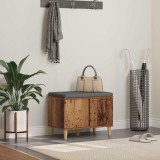 vidaXL Bancă pentru hol cu pernă cu ușă Lemn vechi 60 x 38 x 46 cm 891526