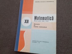 MATEMATICA MANUAL PENTRU CLASA A XII ELEMENTE DE ANALIZA MATEMATICA BOBOC