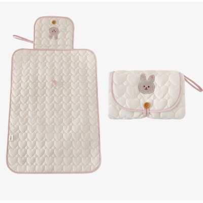 Patura Multifunctionala pentru Schimbat Pampers, Flippy, Rezistenta la Apa, Model Iepuras, 50x70 cm, Bej foto