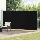 Copertina Laterala Retractabila Terasă vidaXL, Negru, 180x500 cm, Poliester Impermeabil, Protectie UV, Vant