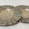Set 2 farfurii - fructiera - scrumiera - metal argintat - produs vechi decor
