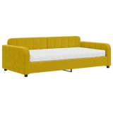 Cumpara ieftin Pat de zi cu saltea, galben, 100x200 cm, catifea