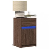 vidaXL Noptiere cu lumini LED, 2 buc., stejar maro, lemn prelucrat