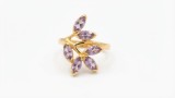 Cumpara ieftin Inel din Argint 925 Placat cu Aur cu Ametist Cubic , Amethyst Tiara Ring