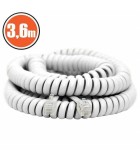 Cablu receptor telefon spiralat 4P/4C 3.6m alb RJ10 CCA, Oem