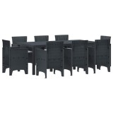 vidaXL Set de masă pentru grădină 9 pcs Antracit Polipropilenă 3378574