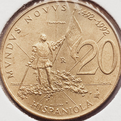 2701 San Marino 20 Lire 1992 Colombus Discovery of America km 282 foto