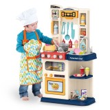 Set de joaca Bucatarie Shopiens&reg; cu aragaz, cuptor, hota, chiuveta si 66 accesorii, lumini, sunete si aburi realiste, 78.5 cm, din plastic, Oem